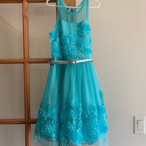 Gorgeous Girls Tulle and Sequin Aqua Dress